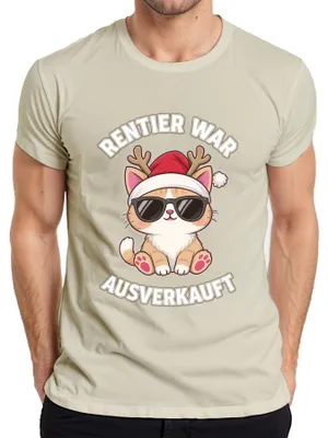 Zdjęcie produktu dla Renifer został wyprzedany kocie okulary przeciwsłoneczne rogi renifera śmieszna koszulka męska, natura, XL