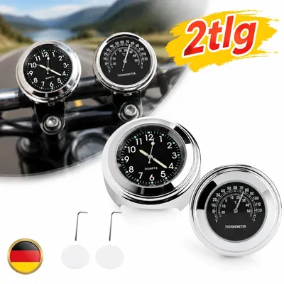 Produktbild von Motorrad Chrom Motorraduhr Uhr Uhren Wasserdicht Für Fahrrad 7/8'' 1'' Lenkeruhr
