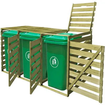 Produktbild von Hochwertigen Möbel Mülltonnenboxen - Grün Mülltonnenbox für 3 Tonnen 240 L Imprägniertes Holz NEU9418078
