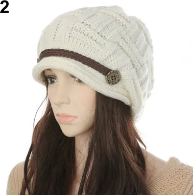 Produktbild von Damenmode Geflochtener Herbst Winter Warme Baggy Beanie Strick Häkel-Skimütze