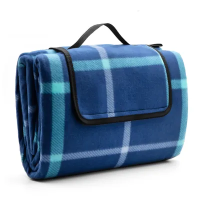 Produktbild von BigDean Picknickdecke 200x200 cm wasserabweisend Karo Design Hell – Picknickdecke XXL ideal für Strand, Garten oder Park