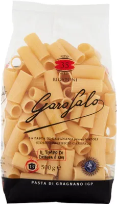 Image de Pâtes rigatoni en semoule, marque Garofalo, poids net : 500 g