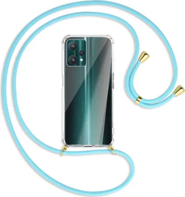 Produktbild von Handykette Backcover-Schutzhülle mit Band (Metall goldfarben) für Realme 9 Pro 5G - himmelblau