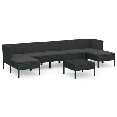Produktbild von vidaXL 8-tlg. Garten-Lounge-Set mit Auflagen Poly Rattan Schwarz