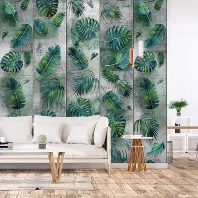 Produktbild von PURO TAPETE selbstklebend 10m Wandtattoo dekorative Möbelfolie Dekorfolie Fotofolie Panel Wandaufkleber Wandposter Wandsticker - Beton grau Blätter Monstera b-A-0376-j-a