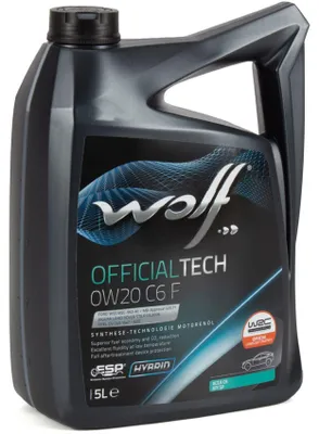 Produktbild von WOLF Officialtech C6 F für 0W-20 5 Liter Motoröl Motorenöl HC Synthese WSS-M2C952-A1 STJLR.03.5006 Dexos D 229.71 OV0401547-A20 Öl