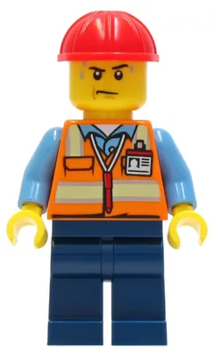 Immagine prodotto di LEGO Minifigura: Operaio edile, uomo, con giubbotto di sicurezza arancione (codice prodotto: cty1281)