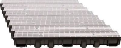 Produktbild von ScarMaxx 8m Entwässerungsrinne Bodenrinne A15 115 mm Längsstabrost Grau - 13x800x11,5cm