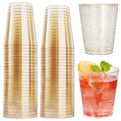 Image de Lot de 50 gobelets en plastique réutilisables de 300 ml