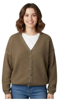 Produktbild von Promod Damen Pullover aus Wolle, oliv, mit Reißverschluss L