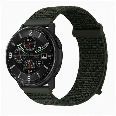 Produktbild von Smartwatch Armband für Samsung Galaxy Watch Active2 44mm Nylon Textil Band Ersatzband Wechselband Klettverschluss flexibel atmungsaktiv Grün Oliv