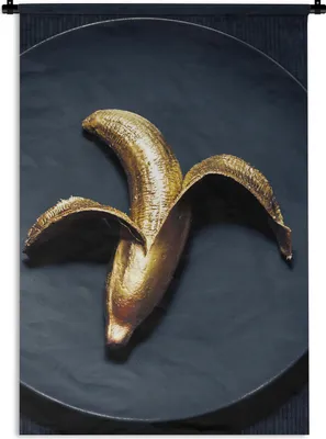 Produktbild von MuchoWow® Wandteppich Wandbehang Goldene Banane auf dunklem Hintergrund 90x135 cm Tapisserie Dekoration Wandtuch - Baumwolle - Wandskulptur