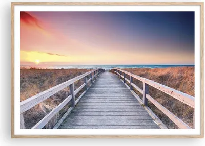 Produktbild von Gerahmtes Poster - Rahmen in heller Eiche - Weg Meer Brücke - 100x70 cm - Wand Bild - Wanddeko - Wandbilder - Kunstposter - Wandposter - Bilderrahmen - Bilder - Kunstdruck - P2NAA100x70-4948