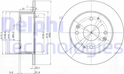 Produktbild von 2x DELPHI Bremsscheibe BG3677 für HONDA Accord VI Limousine (CK CG CH CF8)
