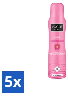 Productafbeelding van 5 x Vogue Adore parfum deodorant voor dames - 150 ml - Voordeelverpakking - 5 stuks