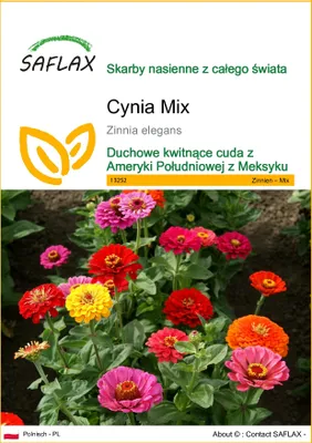 Zdjęcie produktu dla SAFLAX - Cynia Mix - 50 Nasiona - Zinnia elegans