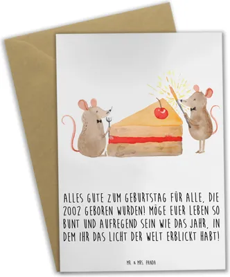 Produktbild von Mr. & Mrs. Panda Klappkarte 2002 Geburtstag - Weiß - Geschenk, weihnachtskarten, Grußkarten, dankeskarten, Alles Gute zum, Glückwunschkarte, unvergesslicher, Alter
