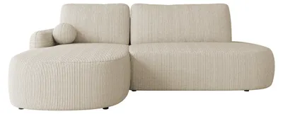 Produktbild von MIRJAN24 Ecksofa Loridu O Cord, mit Schlaffunktion und Bettkasten, L-Form Sofa (Farbe: Poso 100, Ecksofa: Links), KI-generiertes Bild