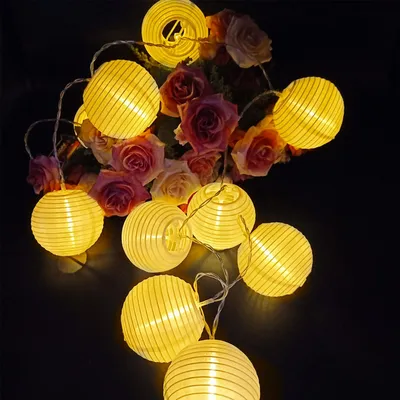 Lampion-Lichtkette 1,5 m, 10 LEDs, warmweiß, für Innen & Außen