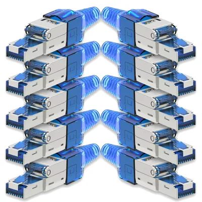 Produktbild von 10x Netzwerkstecker CAT 7 Werkzeuglos RJ45 Netzwerk Stecker Verlegekabel Metall