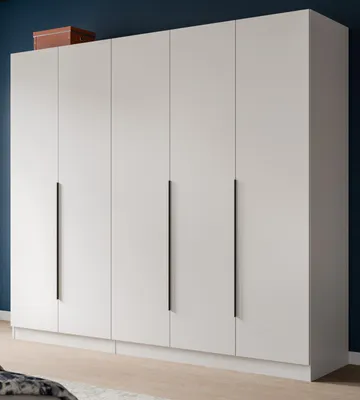 Produktbild von Kleiderschrank "Swan" in weiß Drehtürenschrank 5-türig 200 x 181 cm