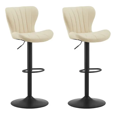 Image de CLIPOP Lot de 2 tabourets réglables en hauteur, chaise pivotante à 360° avec dossier Repose-pieds Chaise de bar en velours,Beige