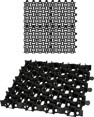 Produktbild von BigDean 4x Rasengitter Paddockplatte SCHWARZ 50x50 cm Reitplatzmatten Rasenmatten Rasenwaben Kiesgitter Parkplatzrasen 1 m
