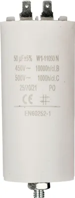 Zdjęcie produktu dla Kondensator 450 V + uziemienie 50,0 uf / 450 v + Aarde