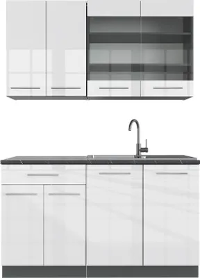 Produktbild von Singleküche Vicco Fame-Line Weiß Hochglanz/Anthrazit 140 cm ohne Arbeitsplatte, Model 35791