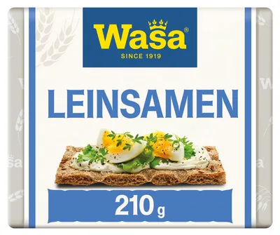 Produktbild von Wasa Knäckebrot Leinsamen, 210g, Vollkornroggenmehl mit Leinsamen