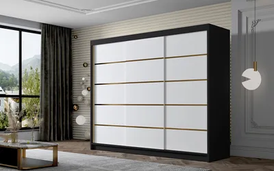 Obrázek produktu pro Šatní skříň MILINA - 250 cm, černá / bílá