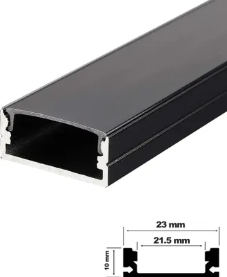 Produktbild von 2m Schwarzer LED Aluprofil Alu Schiene Kanal System für LED-Streifen mit 2 Abdeckungen Profil N