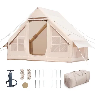 Image de Tente de camping gonflable pour 2 à 10 personnes, tente gonflable en tissu Oxford imperméable pour toutes les saisons, tente gonflable d'extérieur avec pompe à air