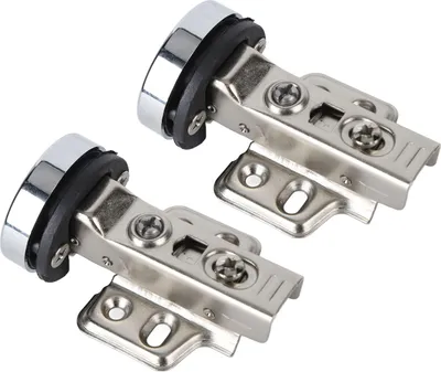 Imagen del producto de 2 bisagras de acero inoxidable 201 para puertas de armarios, con vidrio, amortiguación de 35 grados, curvatura media, tipo "media superposición", con un grosor de 9 mm