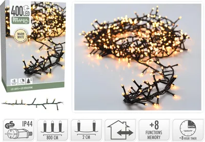 Productafbeelding van Verlichting: 400 LED microcluster, 8 meter, IP44 - Warm wit