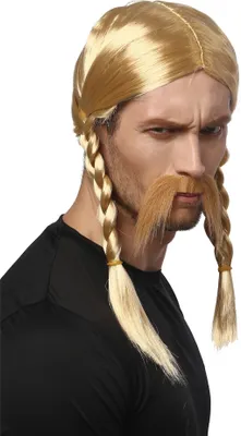 Produktbild von WIG ME UP Perücke Bart Wikinger Gallier Zöpfe Blond 91099-ZA06