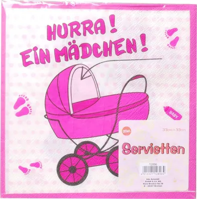 Produktbild von 20 Servietten Geburt Mädchen 2-lagig, 33x33cm