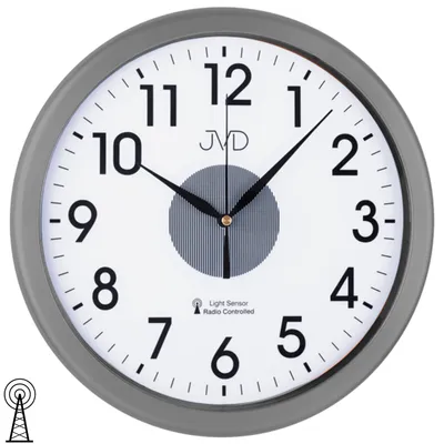 Produktbild von JVD RH692.4 Wanduhr Funk Funkwanduhr analog anthrazit rund mit Licht Beleuchtung