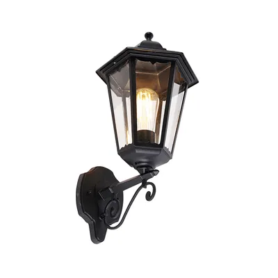 Zdjęcie produktu dla Klasyczna lampa ścienna zewnętrzna czarna IP44 - Havana Up