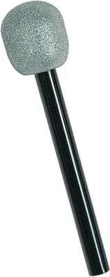 Immagine prodotto di Microfono da festa scintillante - Accessorio da palcoscenico argentato - Decorazione scintillante - 37 cm - Nero glitterato
