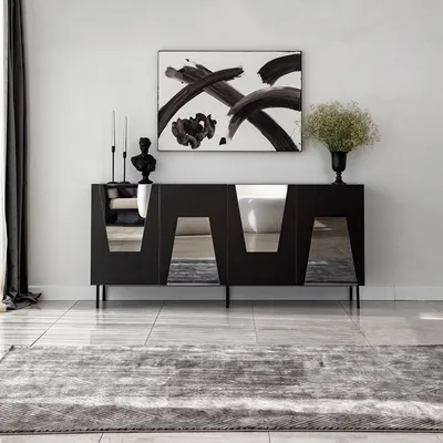 Immagine prodotto di Skye Decor, Venice - Nero, Fumo, Consolle, 100% PANNELLI DI PARTICELLE RIVESTITI IN MELAMMINA, Nero, 180 x 40 x 80 cm