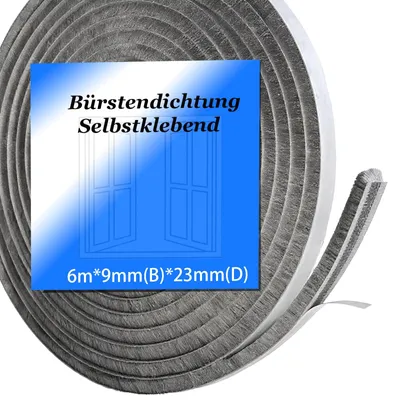 Obrázek produktu pro Těsnicí kartáč - Samolepicí - 6 m - 9 x 23 mm - Těsnění dveří proti průvanu