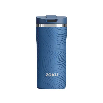 Produktbild von Thermosbecher, 355 ML, Edelstahl/Polypropylen, BPA frei, Blau mit Aufdruck- Zoku