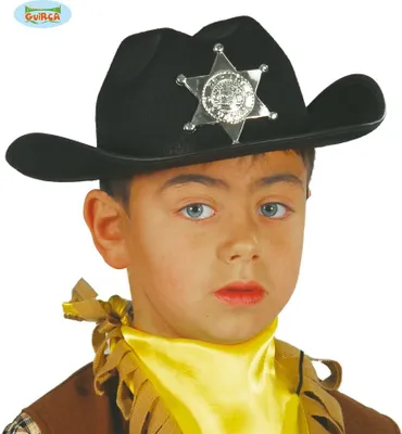 Immagine prodotto di Cappello Cowboy Sceriffo Bambini Costume Occidentale Carnevale Avventura Gioco di Ruolo Festa Sombrero Sceriffo Star Accessorio Festival, Colore: Nero