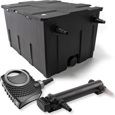 Image de SunSun Kit complet: CBF-550 Filtre de bassin jusqu'à 60000 L Biologique, CTF-8000 SuperECO pompe de filtration 8000l/h 70W, CUV-324 lampe uv UVC Clarificateur avec 24W