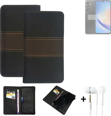 Produktbild von K-S-Trade Handyhülle + Kopfhörer kompatibel mit Samsung Galaxy A34 5G Schutzhülle Walletcase Bookstyle Tasche Schutz Case Hülle Wallet Cover
