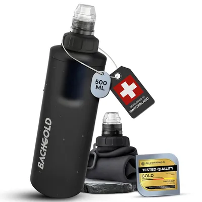 Produktbild von Bachgold Squeeze Wasserfilter Outdoor, grau, 500 ml – Ultraleichter Trinkwasserfilter für Camping, Survival, Notfall, entfernt Bakterien, Viren & Mikroplastik