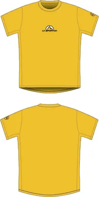 Gelbes T-Shirt für Herren von La Sportiva; Modell Promo Tee M; mit Logo auf der Vorderseite.