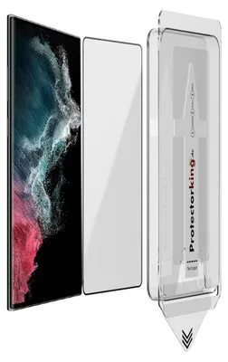 A smartphone screen protector kit with a smartphone.