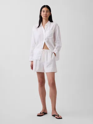 Produktbild von GAP Damen Leinen Shorts XS Weiß mit elastischem Kordelzug und Seitentaschen